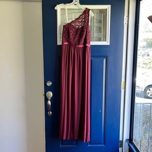 David’s Bridal maroon one strap dress